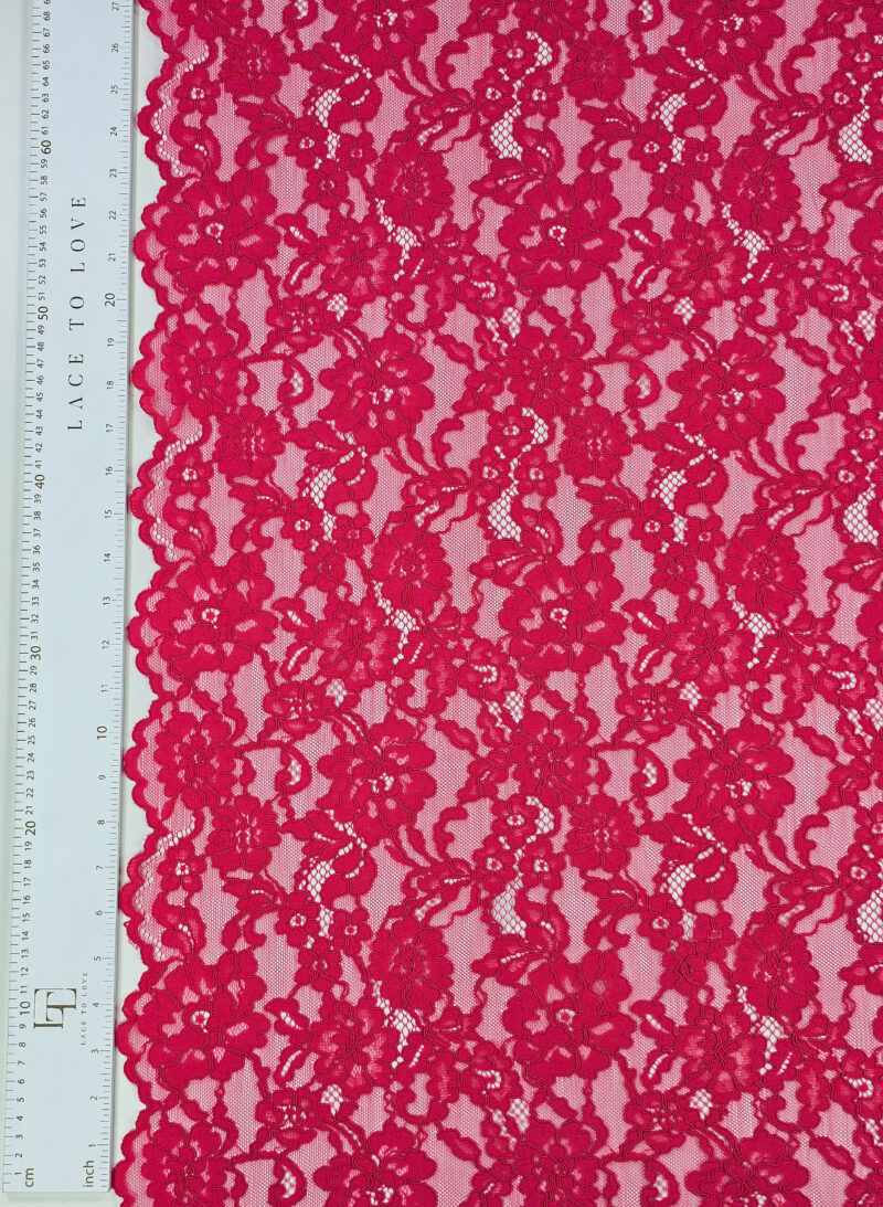High quality bright pink lace fabric by the meter