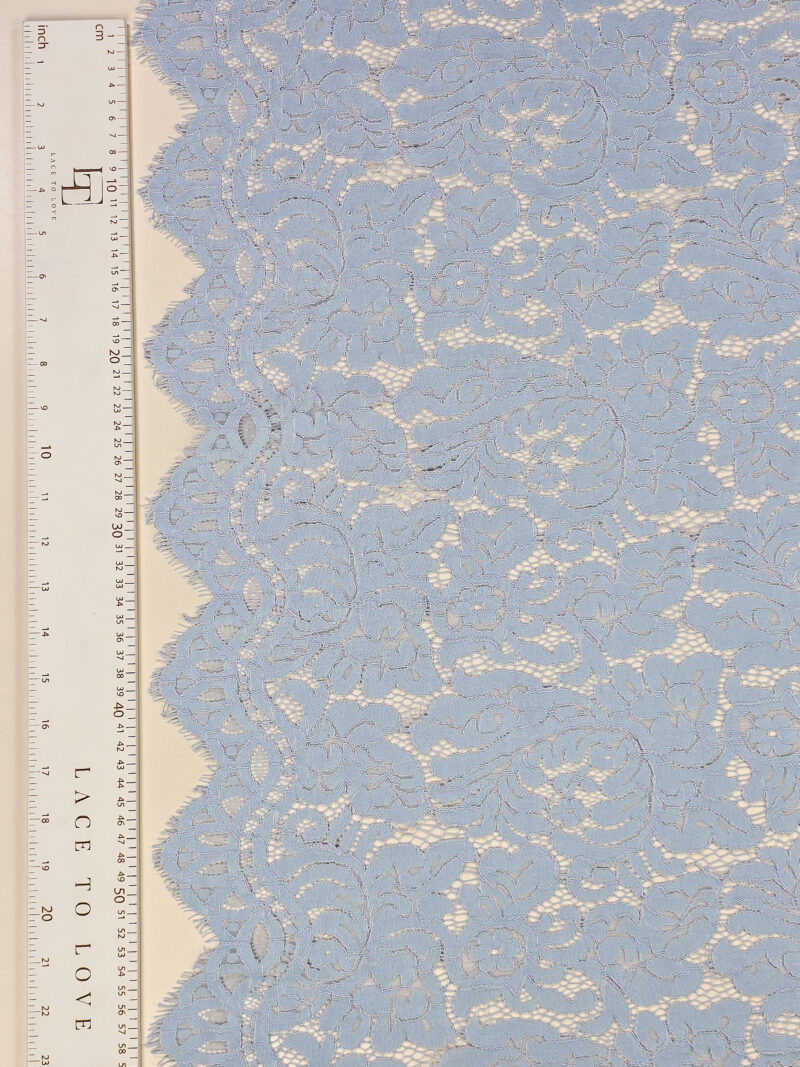 Pale blue lace fabric sold by the meter online shop