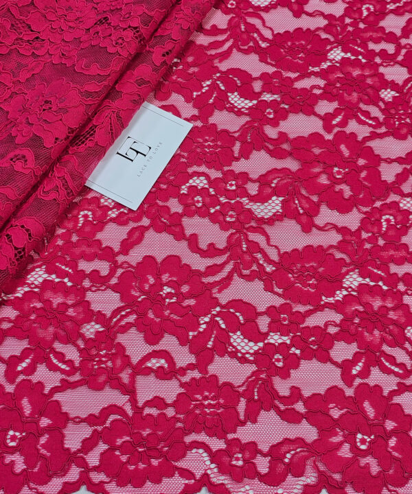 Dark pink color flower lace fabric online shop delivery