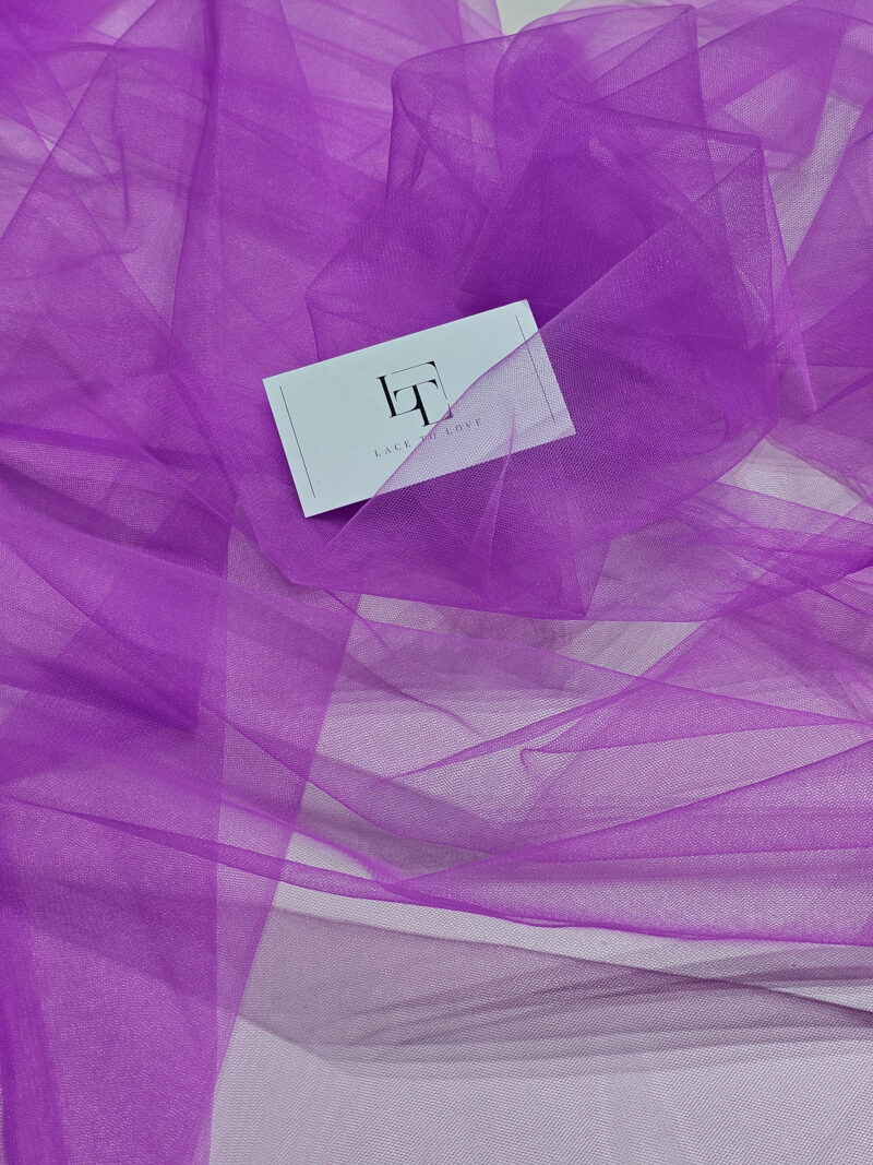 Lilac polyester lightweight tulle fabric