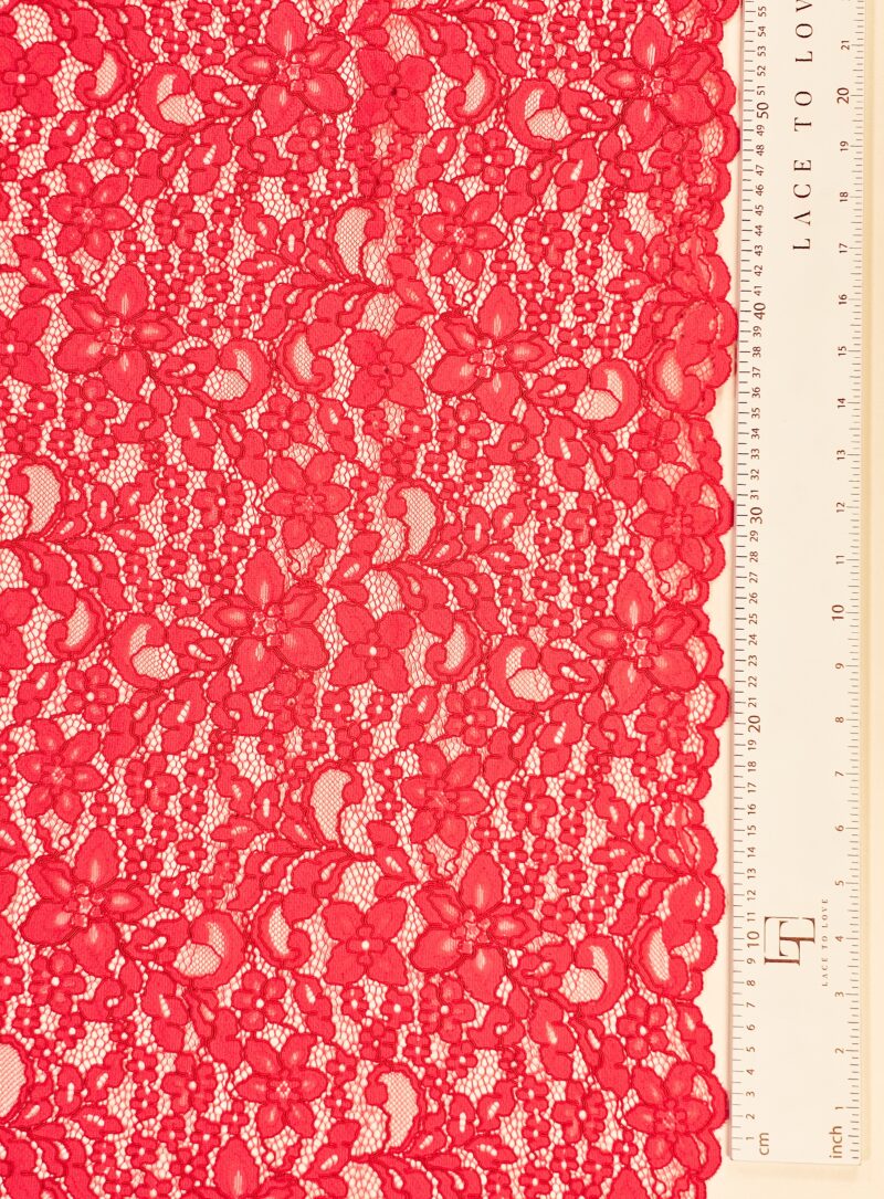 Red Spanish guipure lace fabric buy online by the meter