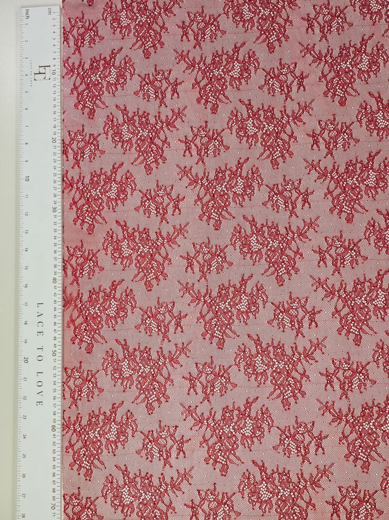 Red wedding lace fabric sold by the meter online shop