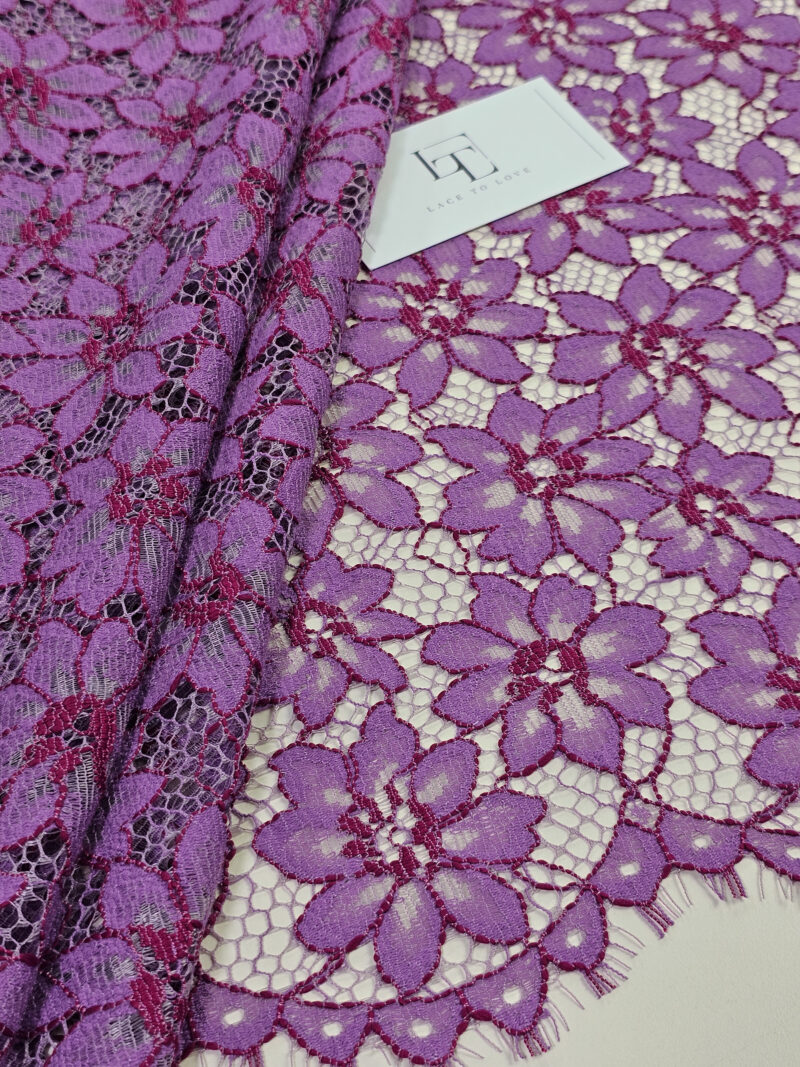 Purple lace fabric sold by the meter online shop