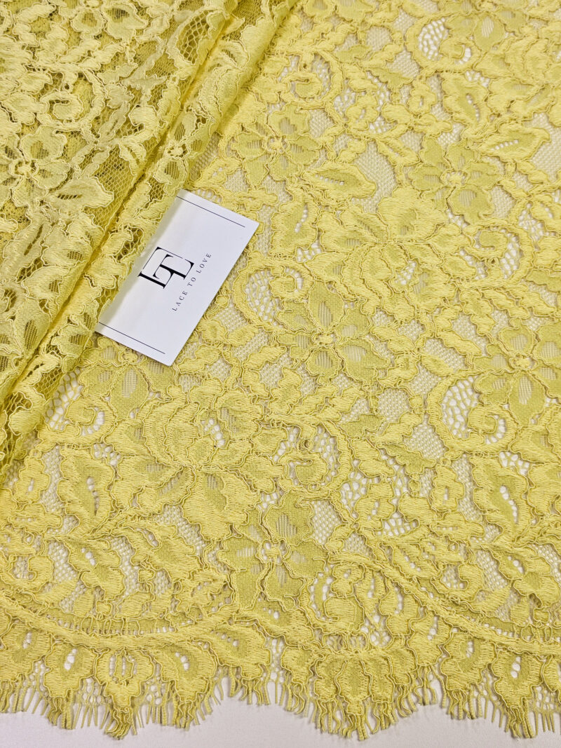 Yellow lace cloth sold by the yard