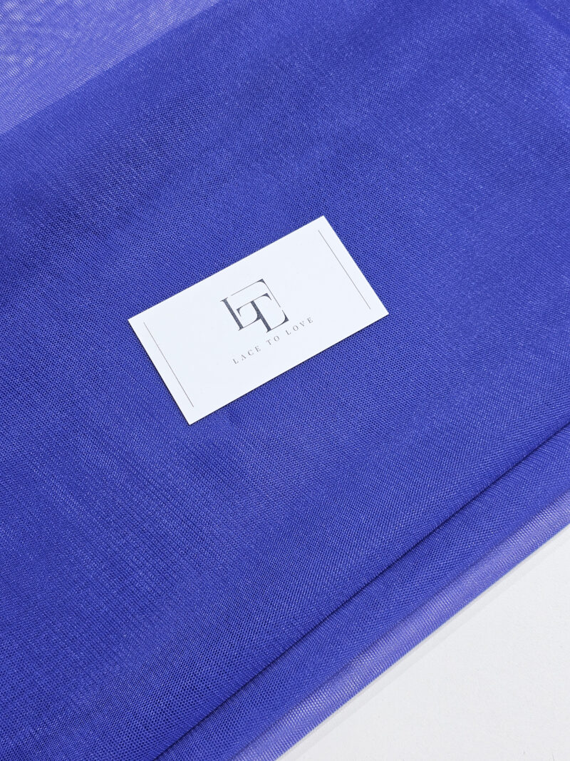 Blue polyester lightweight tulle fabric