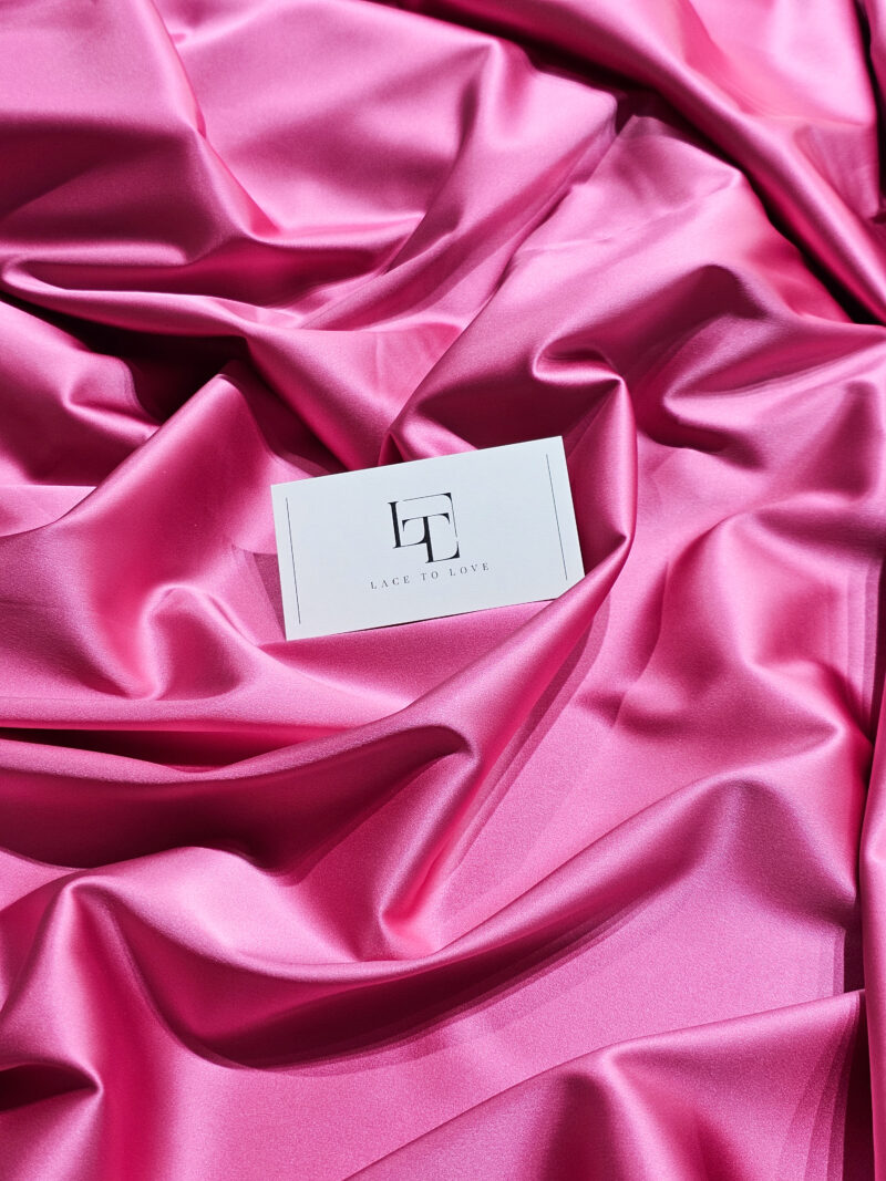 Bright pink stretch wedding satin fabric