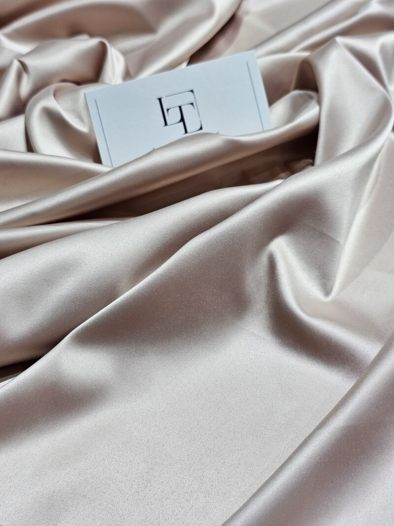 Gray beige stretch wedding satin fabric