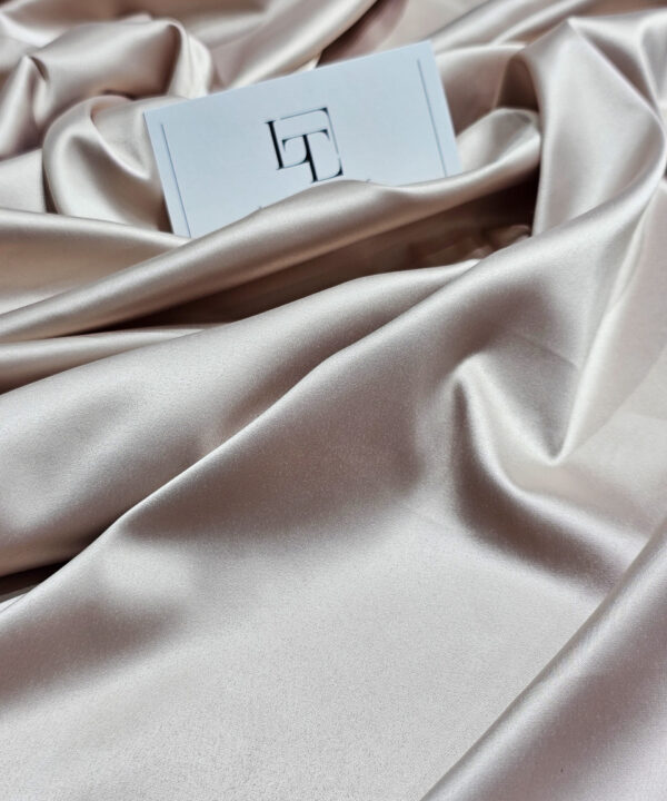 Gray beige stretch wedding satin fabric