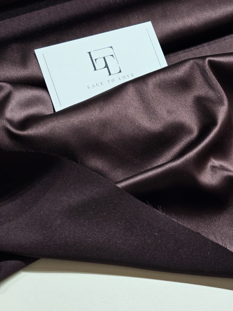 Chocolate brown elastic bridal satin fabric