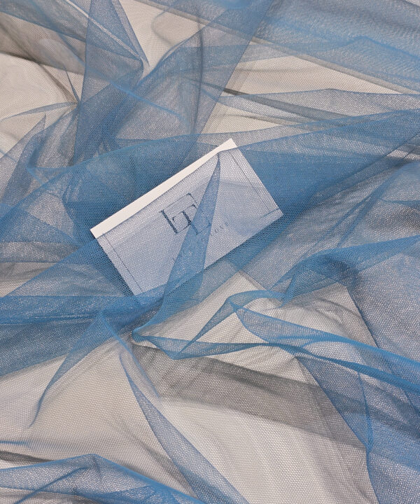 Gray blue soft well draping delicate tulle fabric