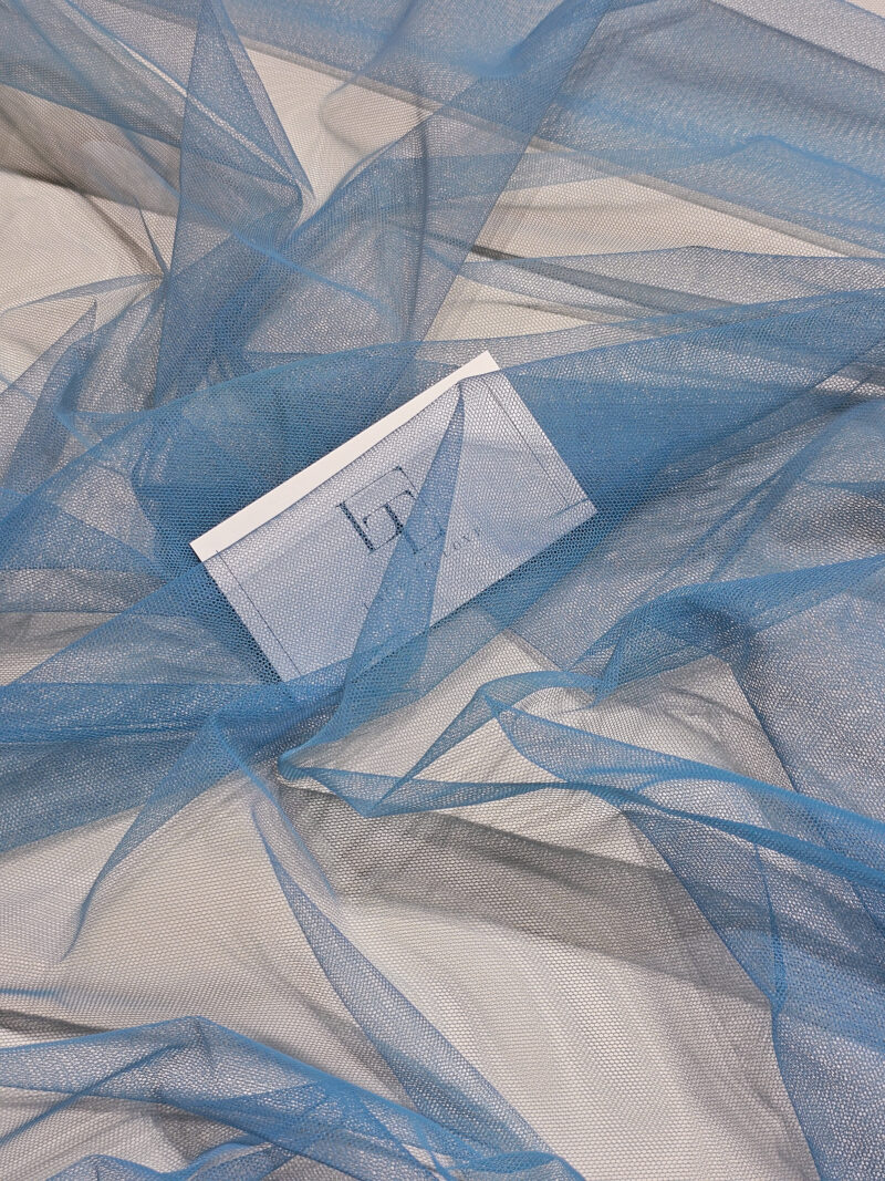 Gray blue soft well draping delicate tulle fabric