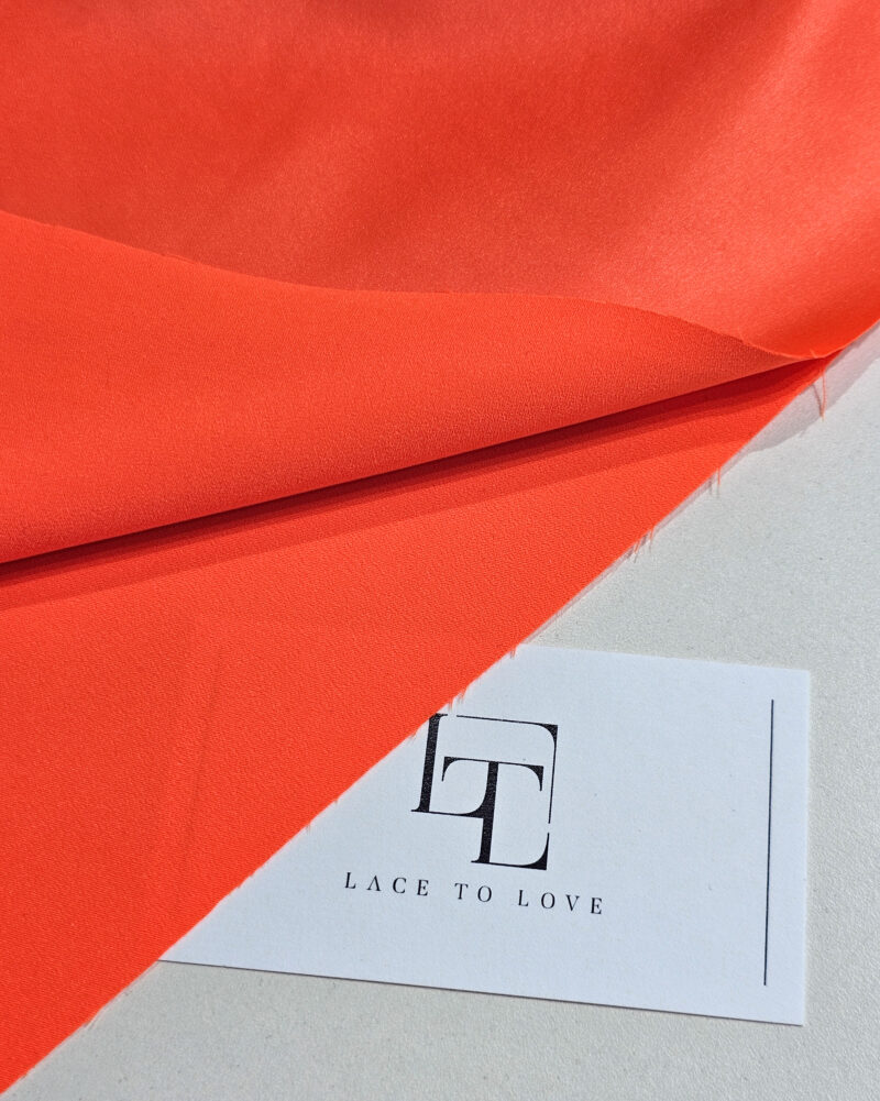 Bright orange stretch wedding satin fabric