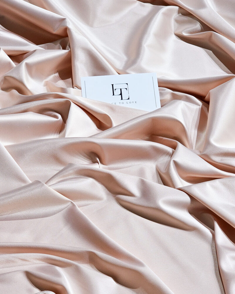 Dusty pink elastic bridal satin fabric
