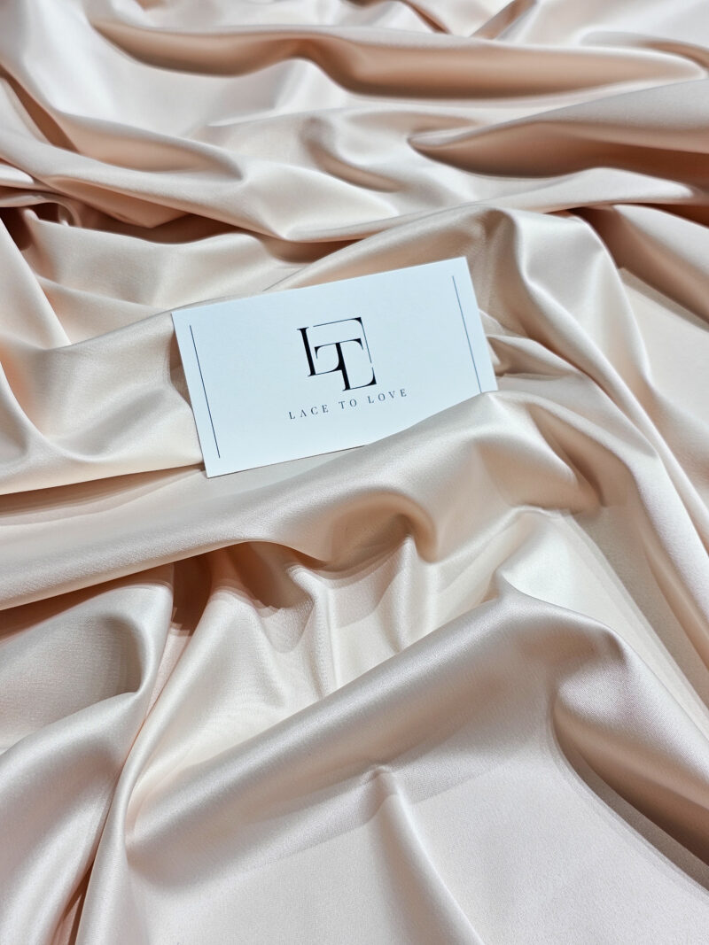 Salmon pink elastic bridal satin fabric