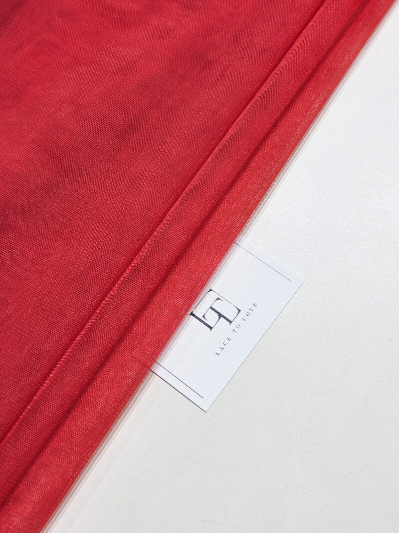 Red polyester lightweight tulle fabric