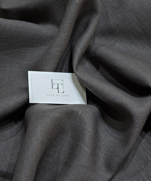 Dark grey linen fabric by the meter for clothing