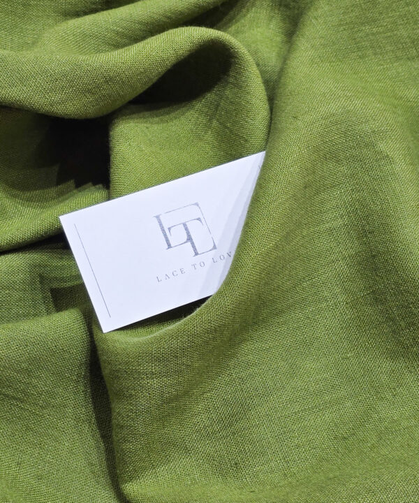 Moss green pure linen fabric