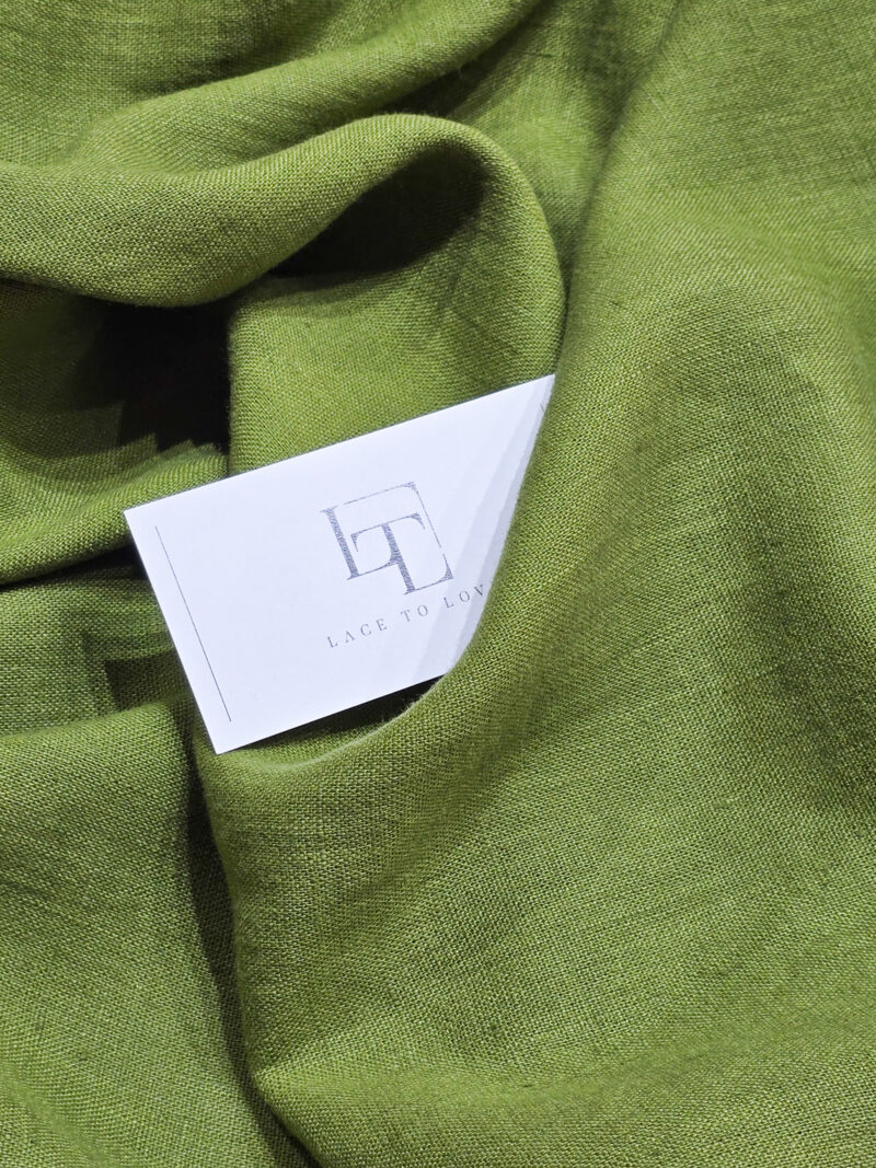 Moss green pure linen fabric