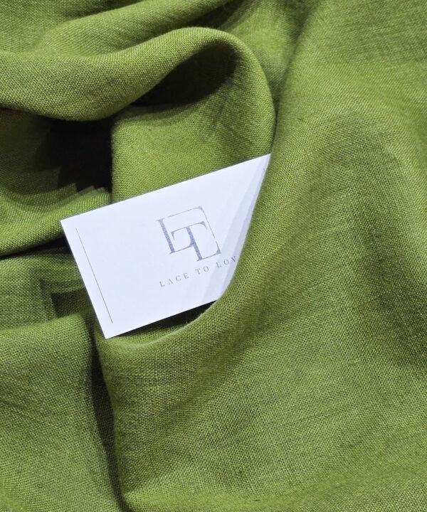 Moss green pure linen fabric