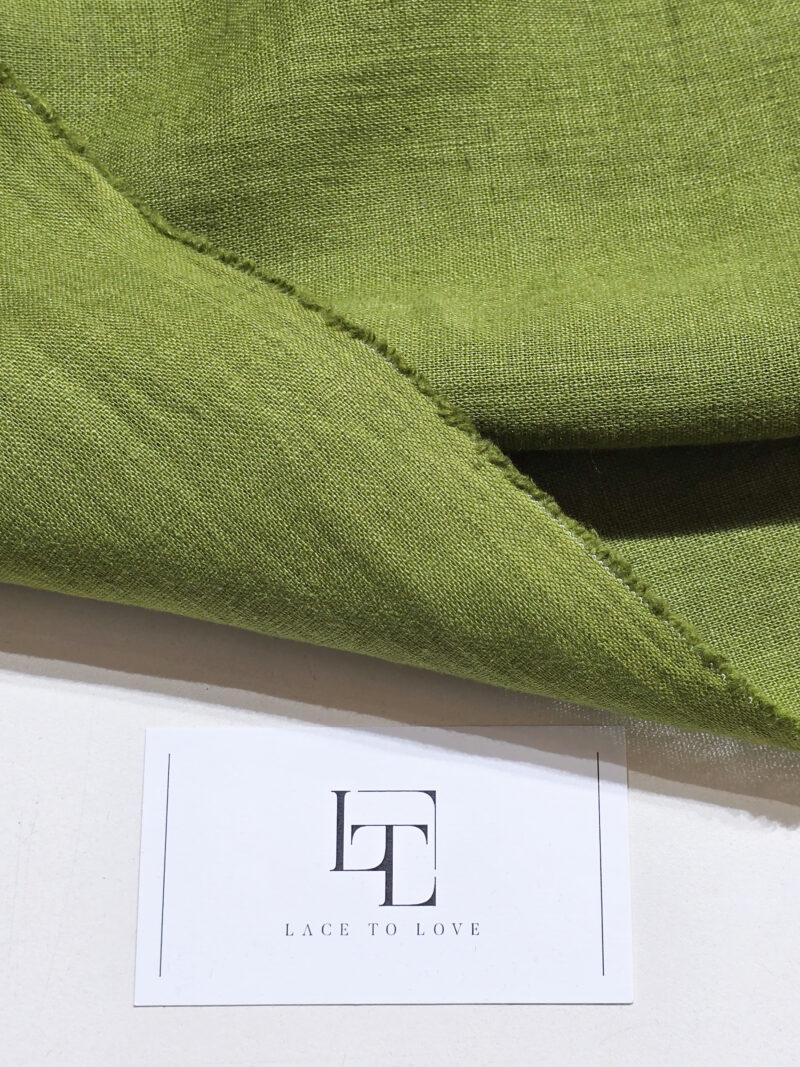 Real flax green pure linen fabric online