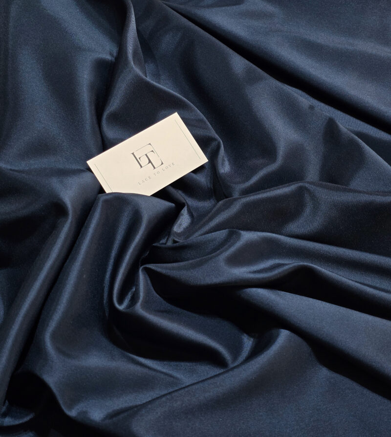 Navy blue elastic bridal lining fabric