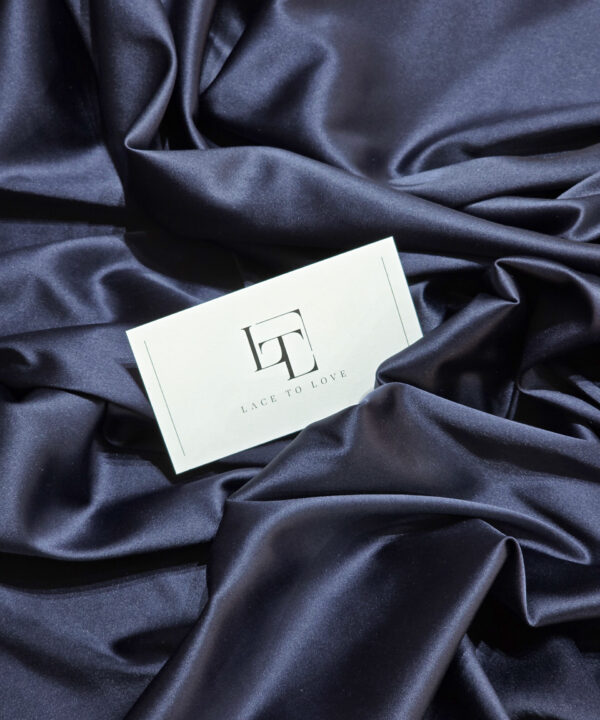 Dark blue satin fabric for dresses gowns