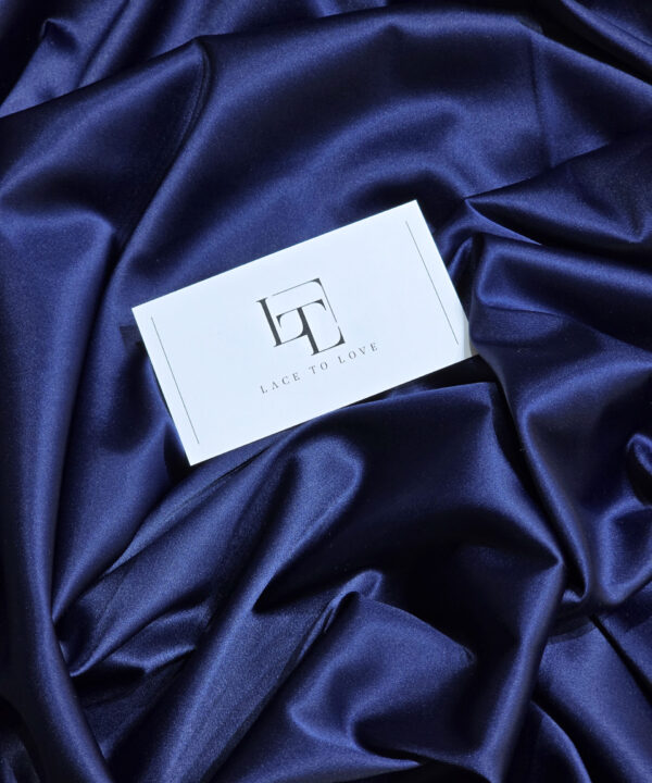 Dark blue satin fabric for dresses gowns