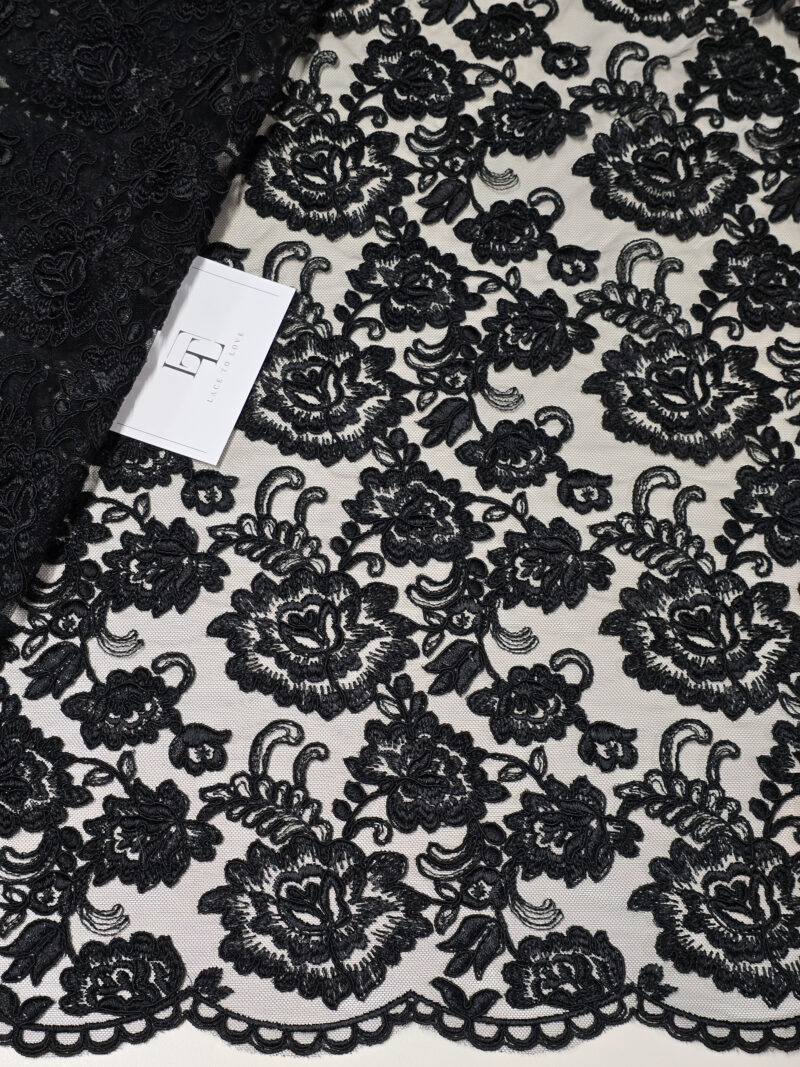 Black embroidery lace cloth sold by the yard