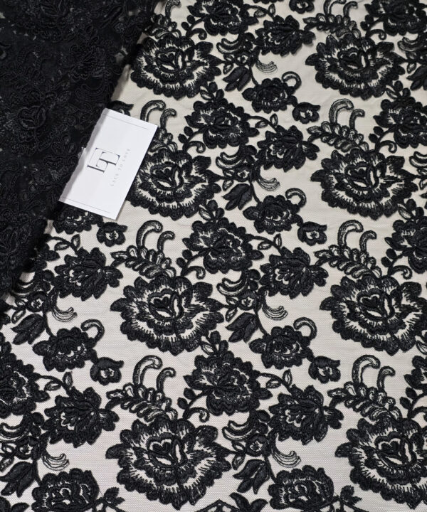 Black embroidery lace cloth sold by the yard