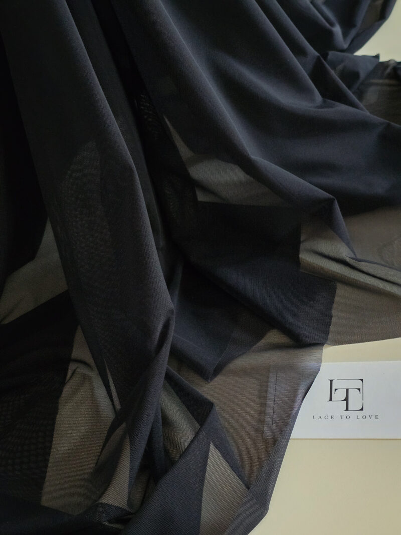 Black elastic dress tulle fabric online shop