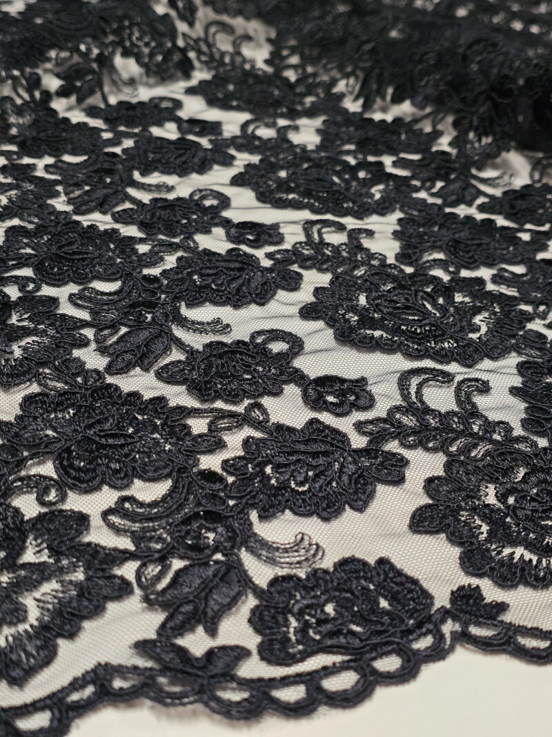 Heavy black lace fabric