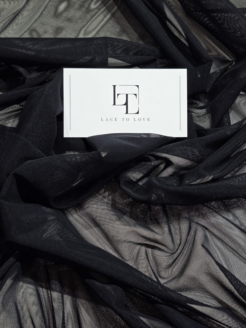 Black elastic lingerie garment tulle fabric