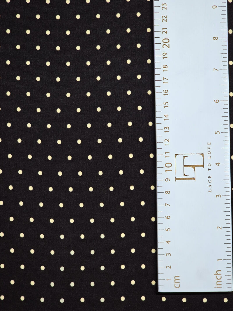 Brown white polka dots thin crepe fabric