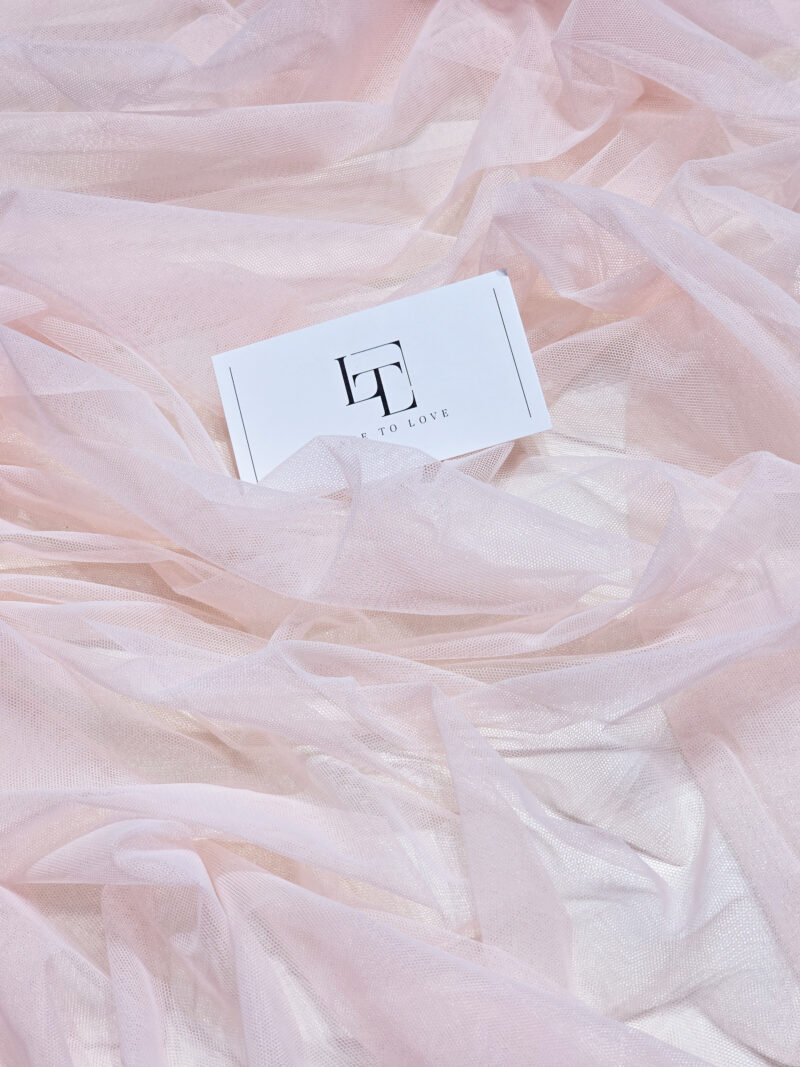 Pale pink soft tulle fabric