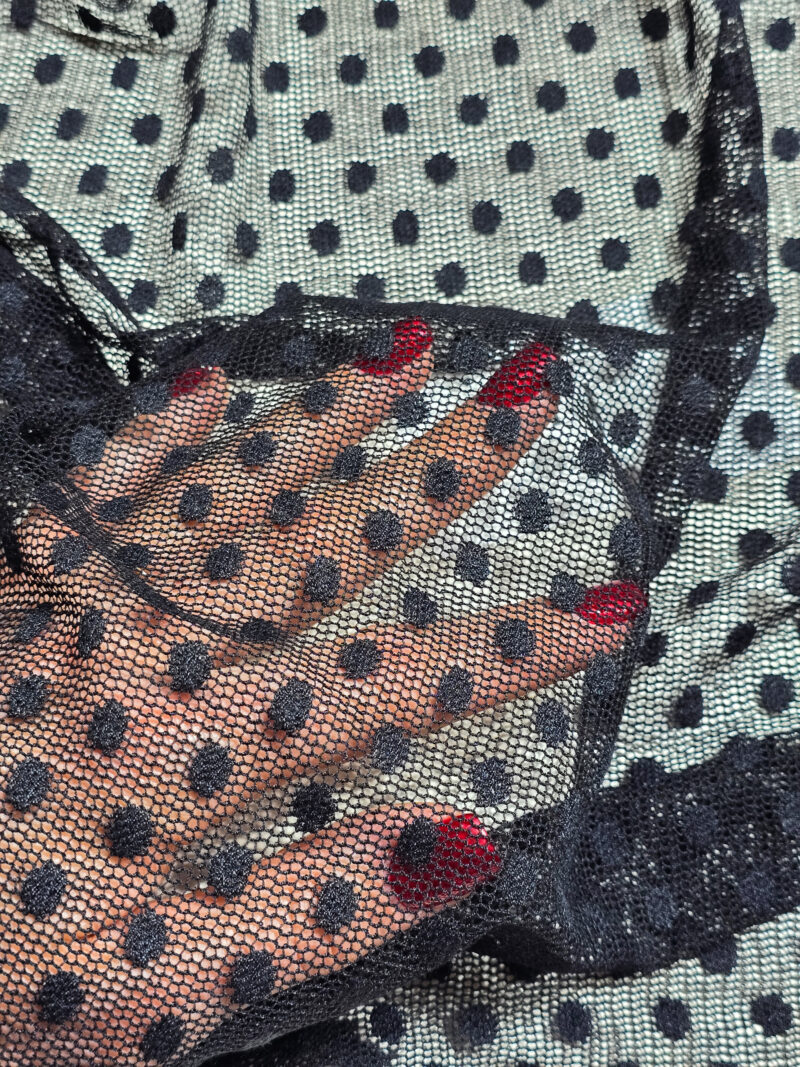 Luxury polka dot tulle fabric embroidery