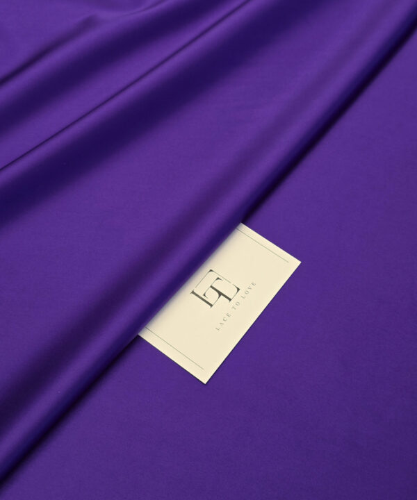 Purplish blue stretch satin fabric