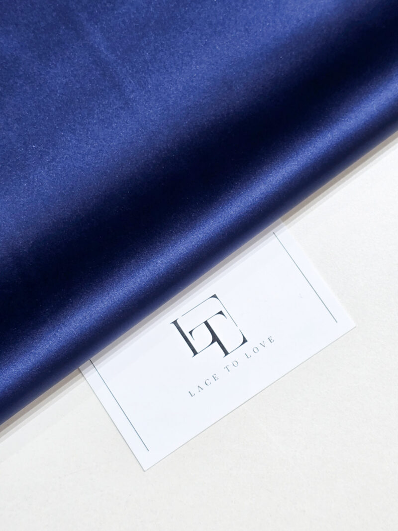 Blue elastic stretch satin fabric