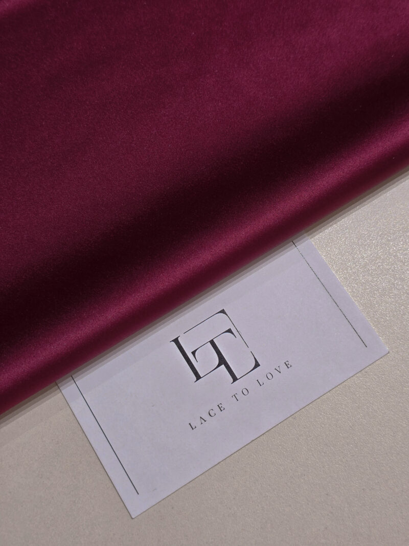 Burgundy elastic stretch satin fabric