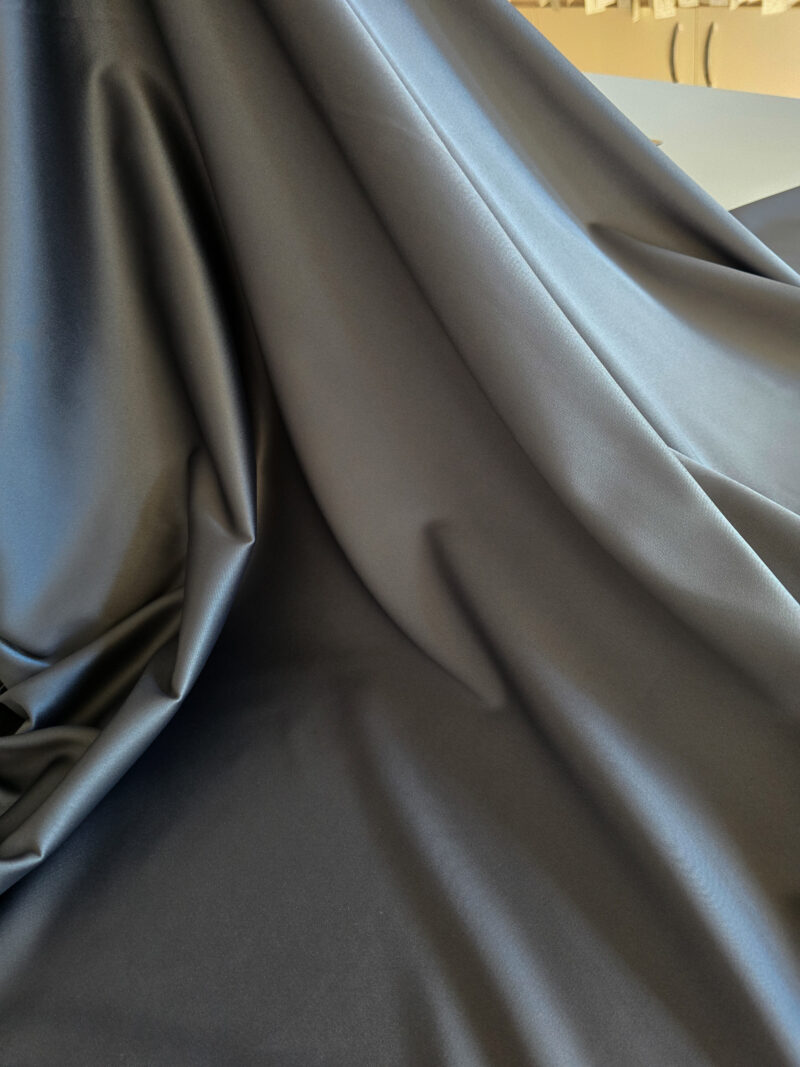 Dark gray elastic bridal satin fabric