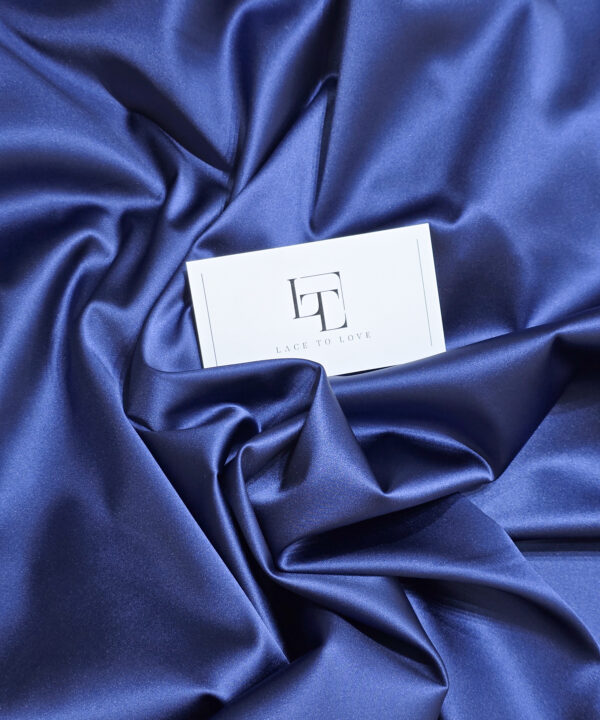 Navy blue elastic bridal satin fabric