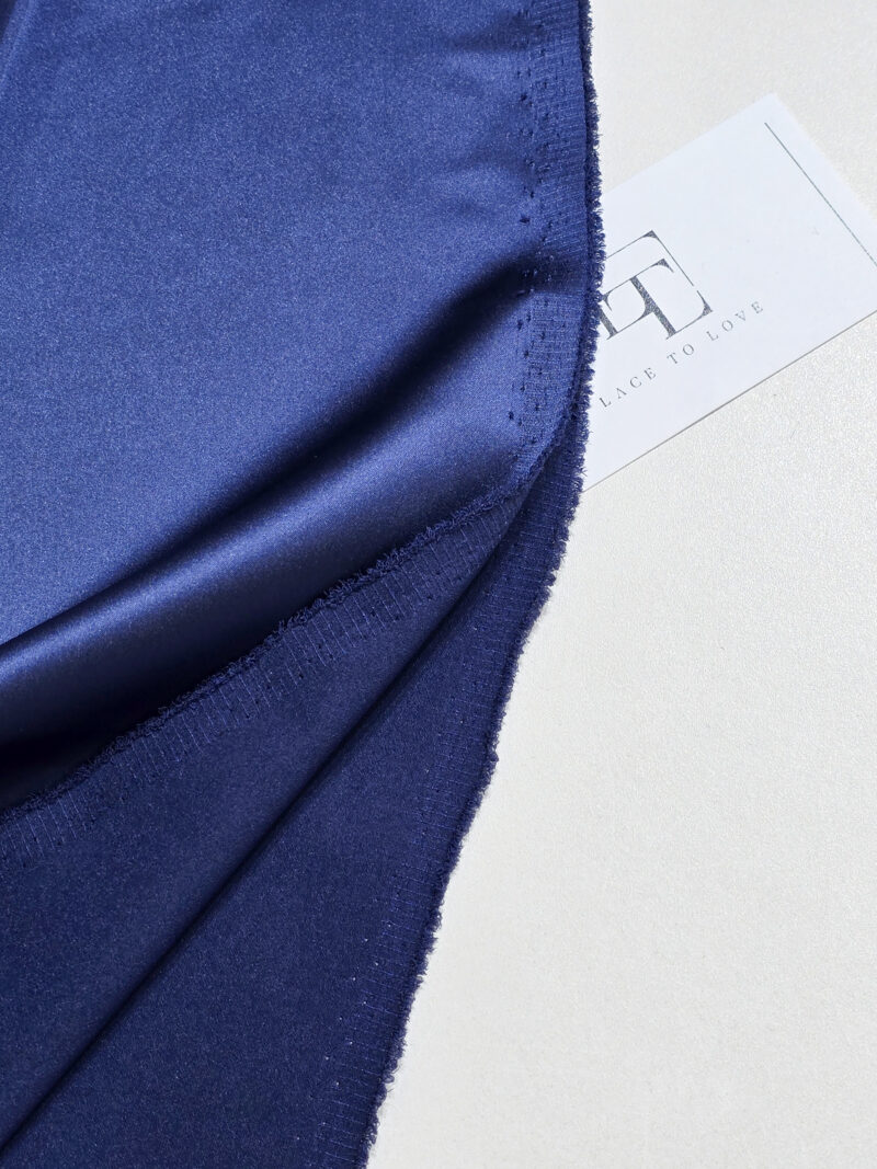 Dark blue satin fabric for dresses gowns