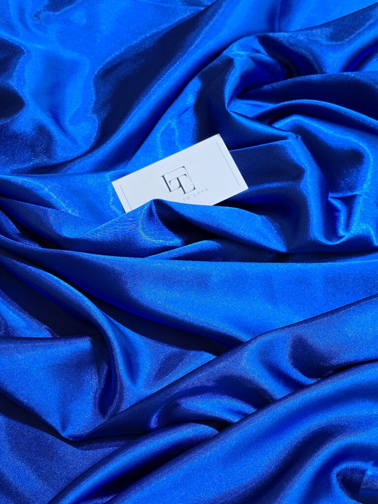 Bright blue quality satin fabric gown making