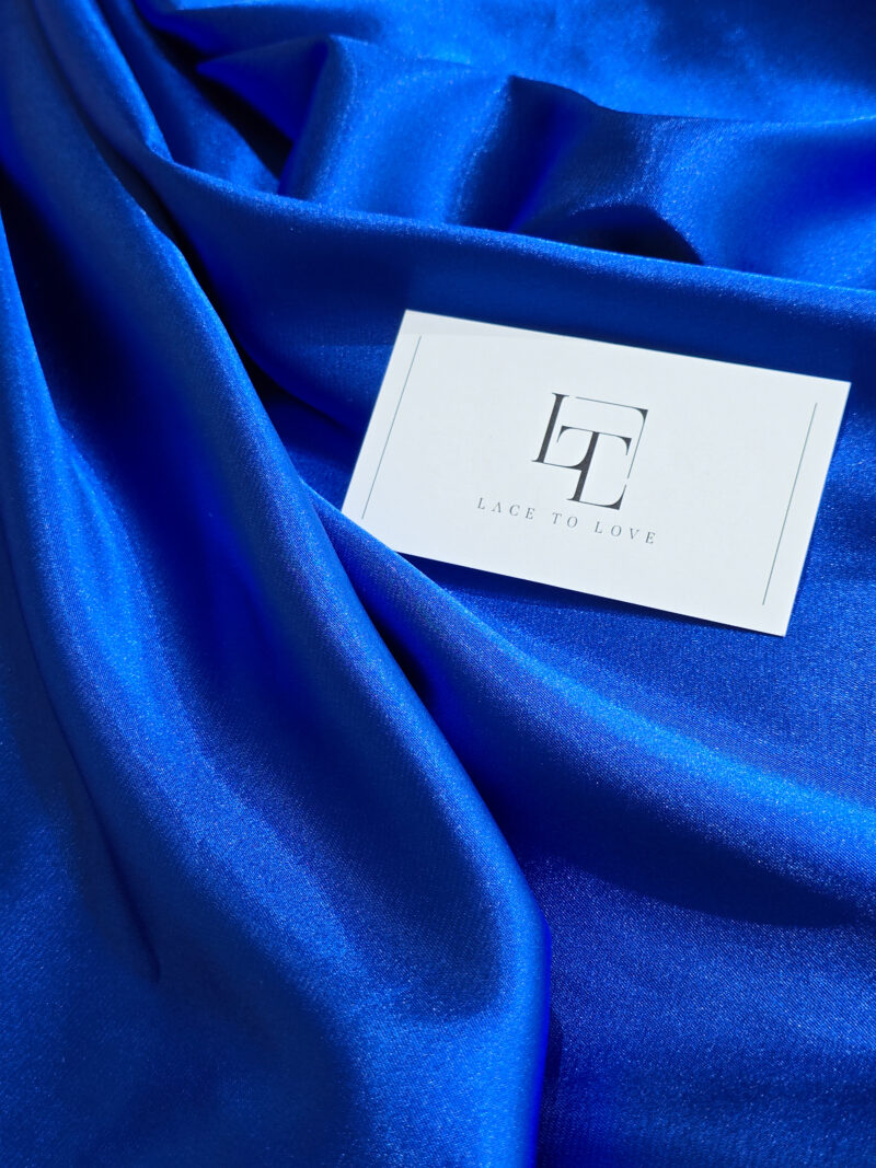 Blue elastic stretch satin fabric