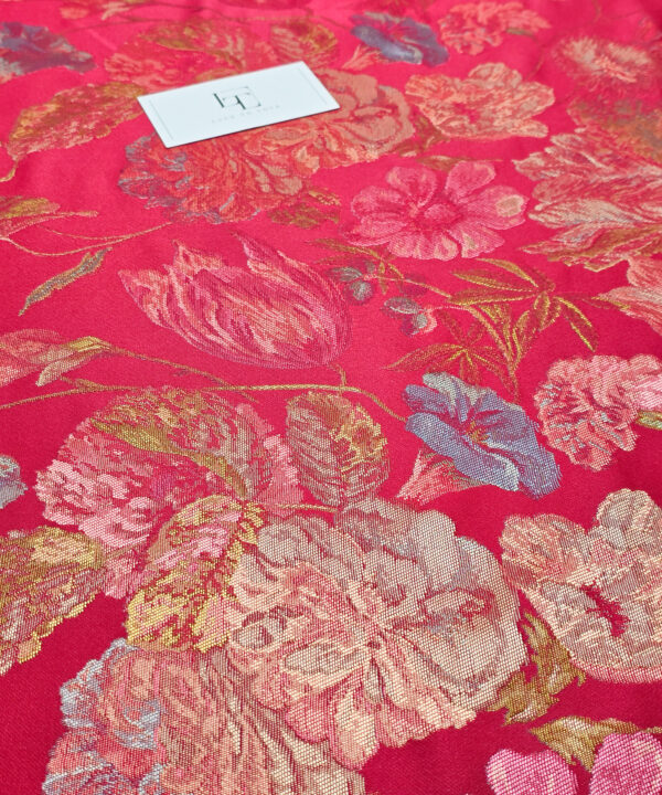 Printed flower crepe pink by the yard