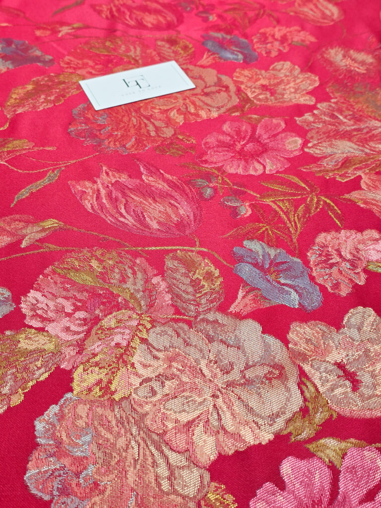 Printed flower crepe pink by the yard