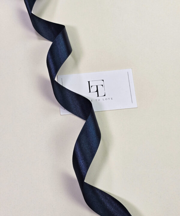 Dark blue double side satin ribbon