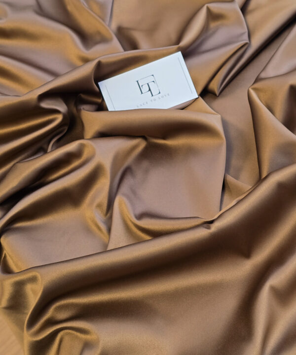 Chocolate gold elastic bridal satin fabric