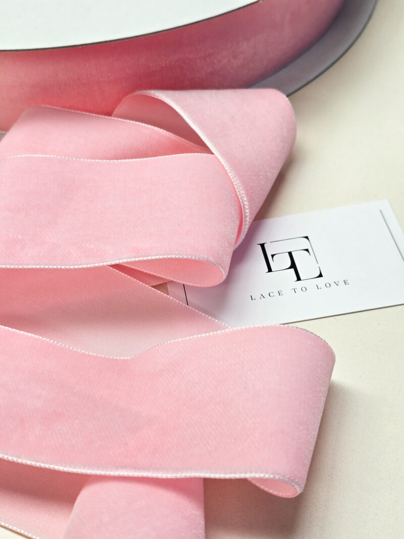 Luxury light pink gift wrapping ribbon velvet shop online