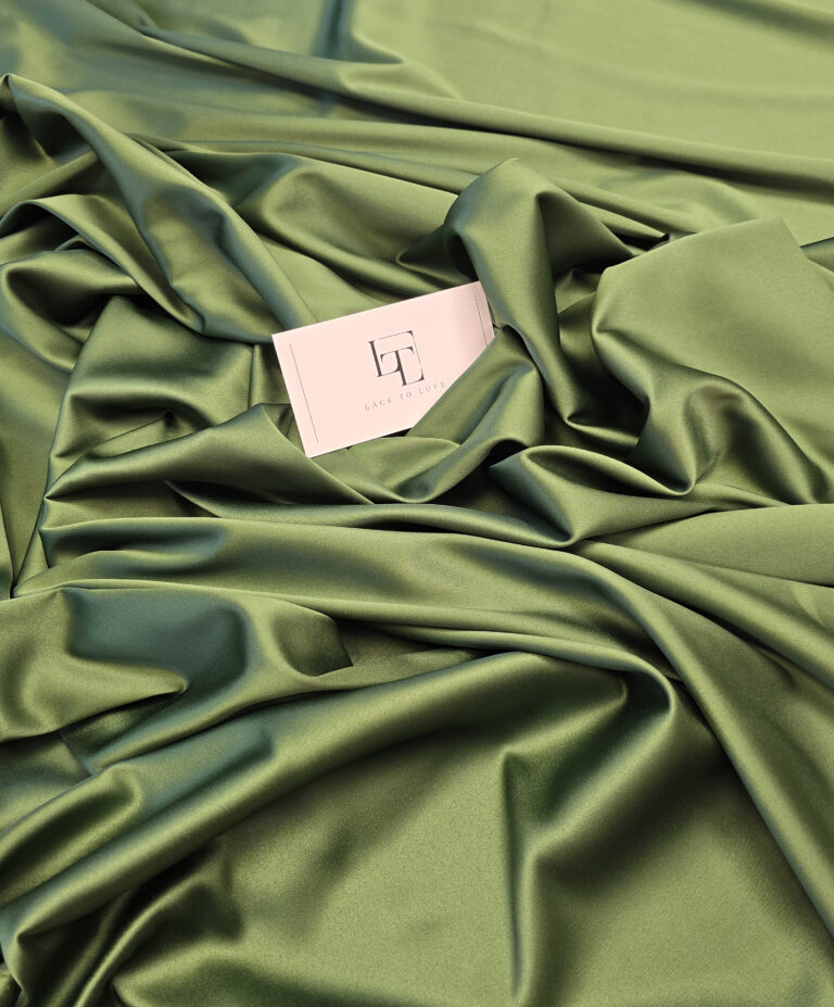 Moss green stretch wedding satin fabric