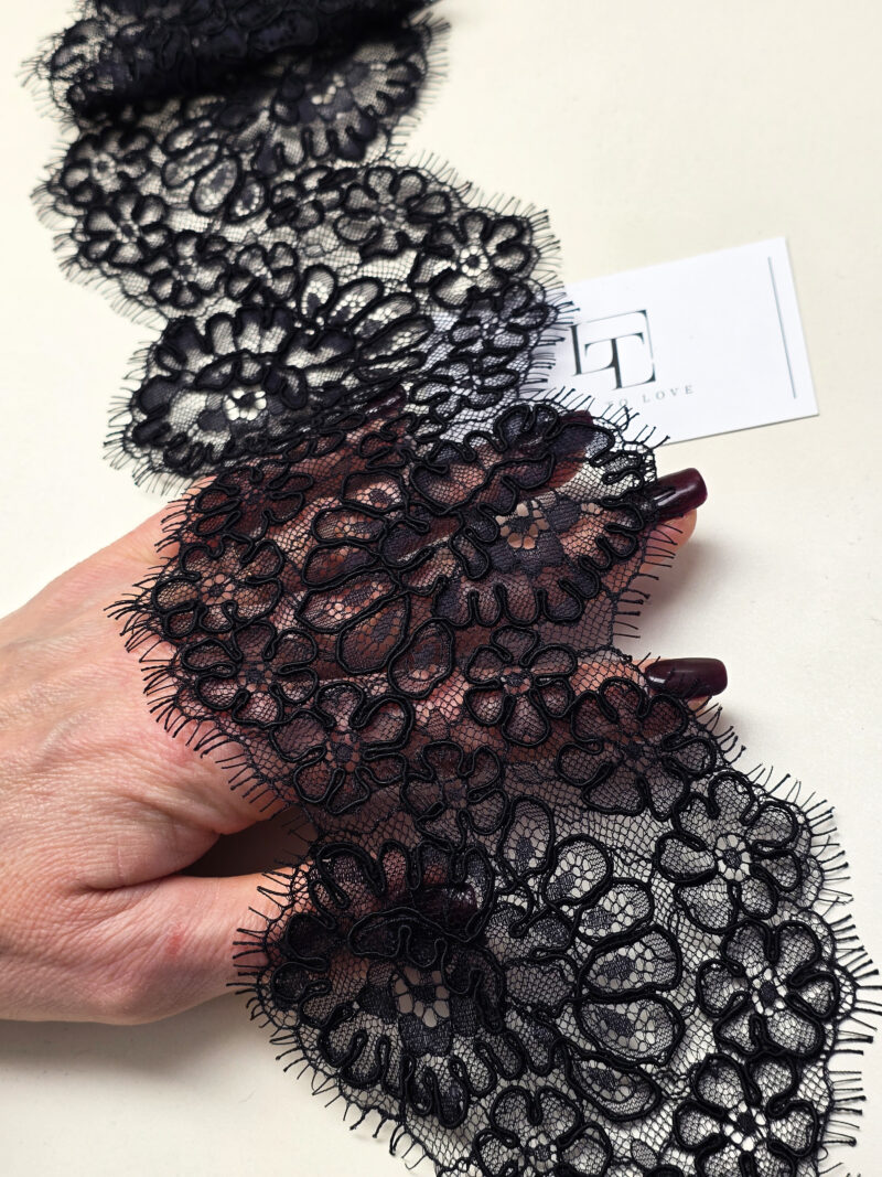 High quality black haberdashery lace trimming by the meter